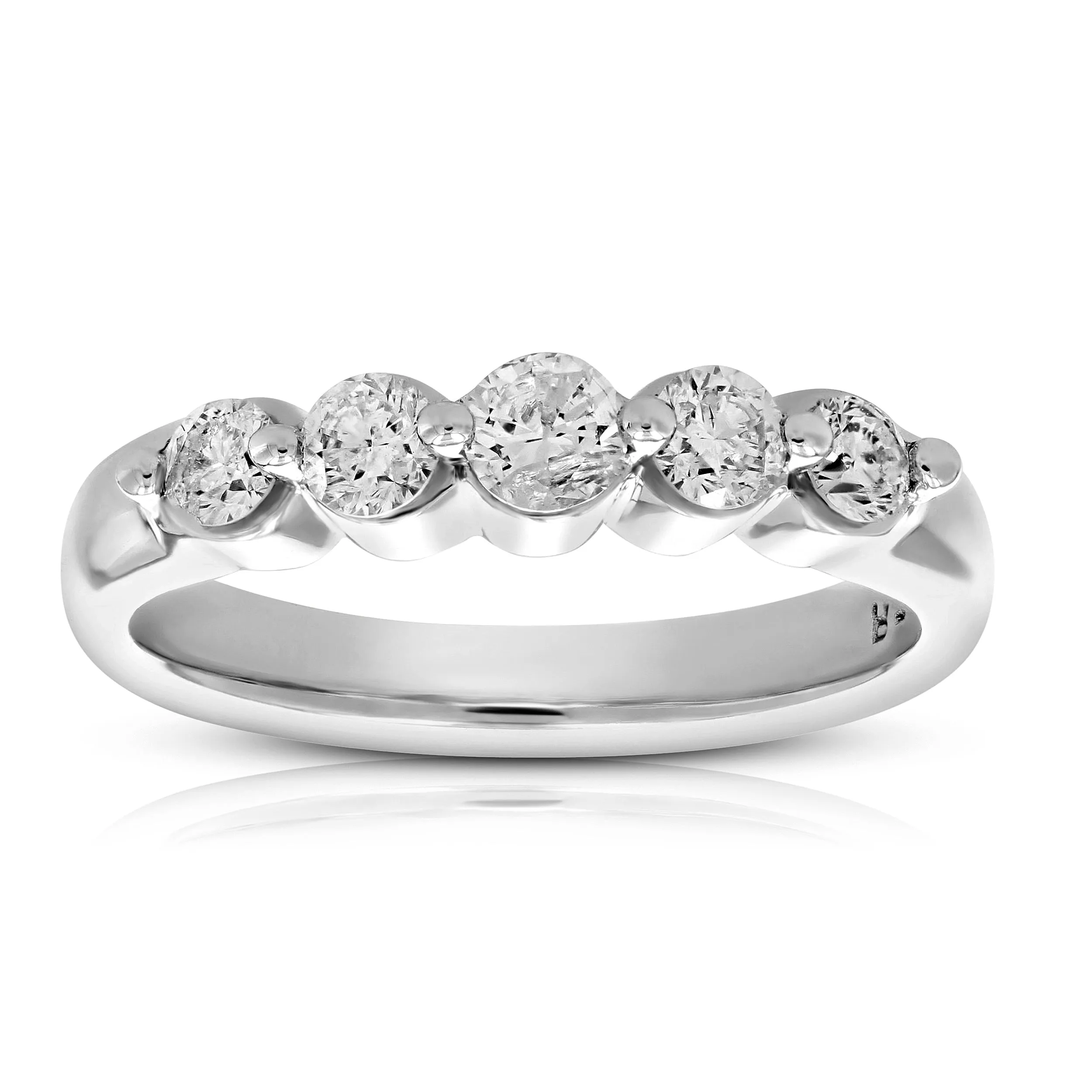 0.70 cttw Diamond 5 Stone Ring 14K White Gold Bridal Engagement