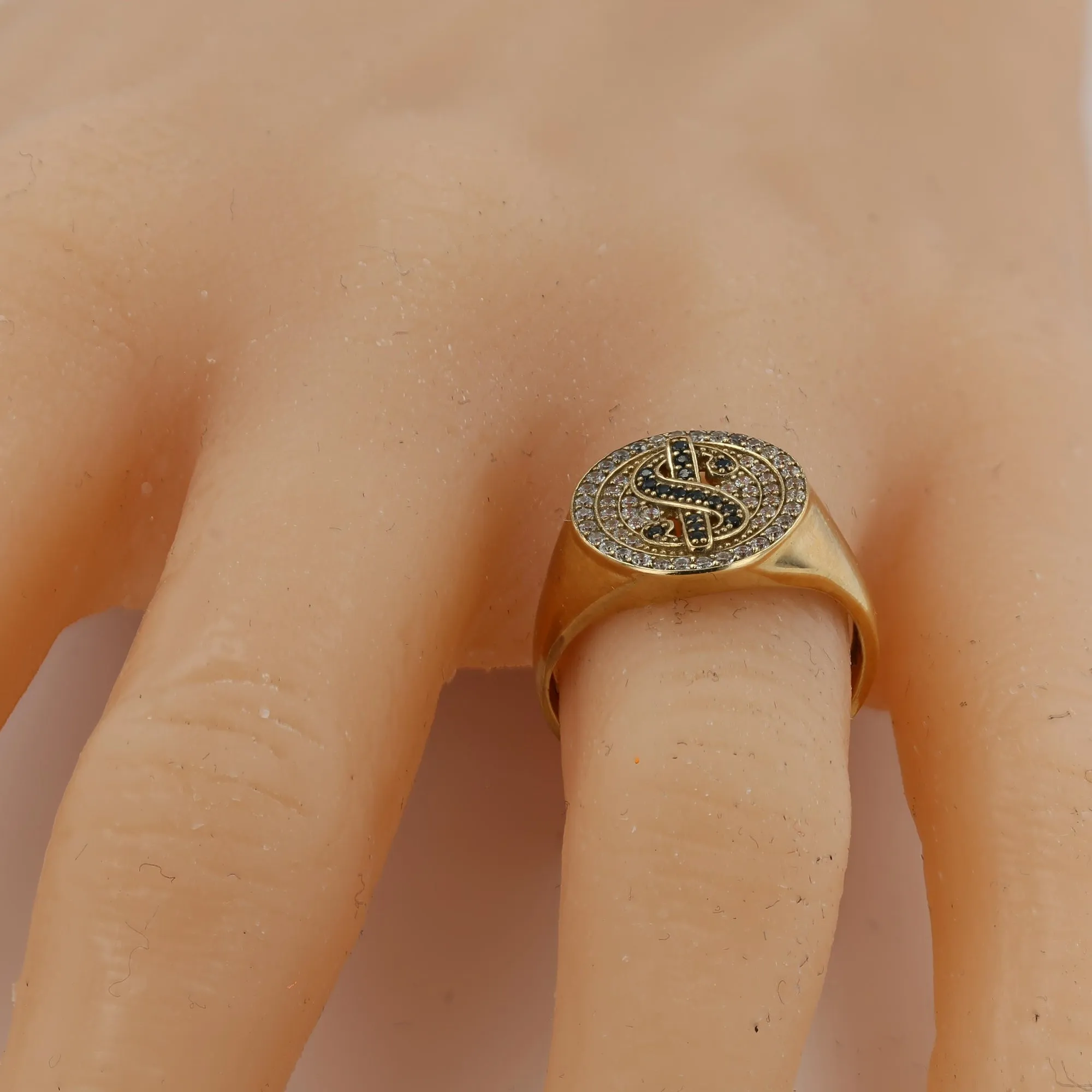 10K Yellow Gold Dollar Sign Ring - 220261