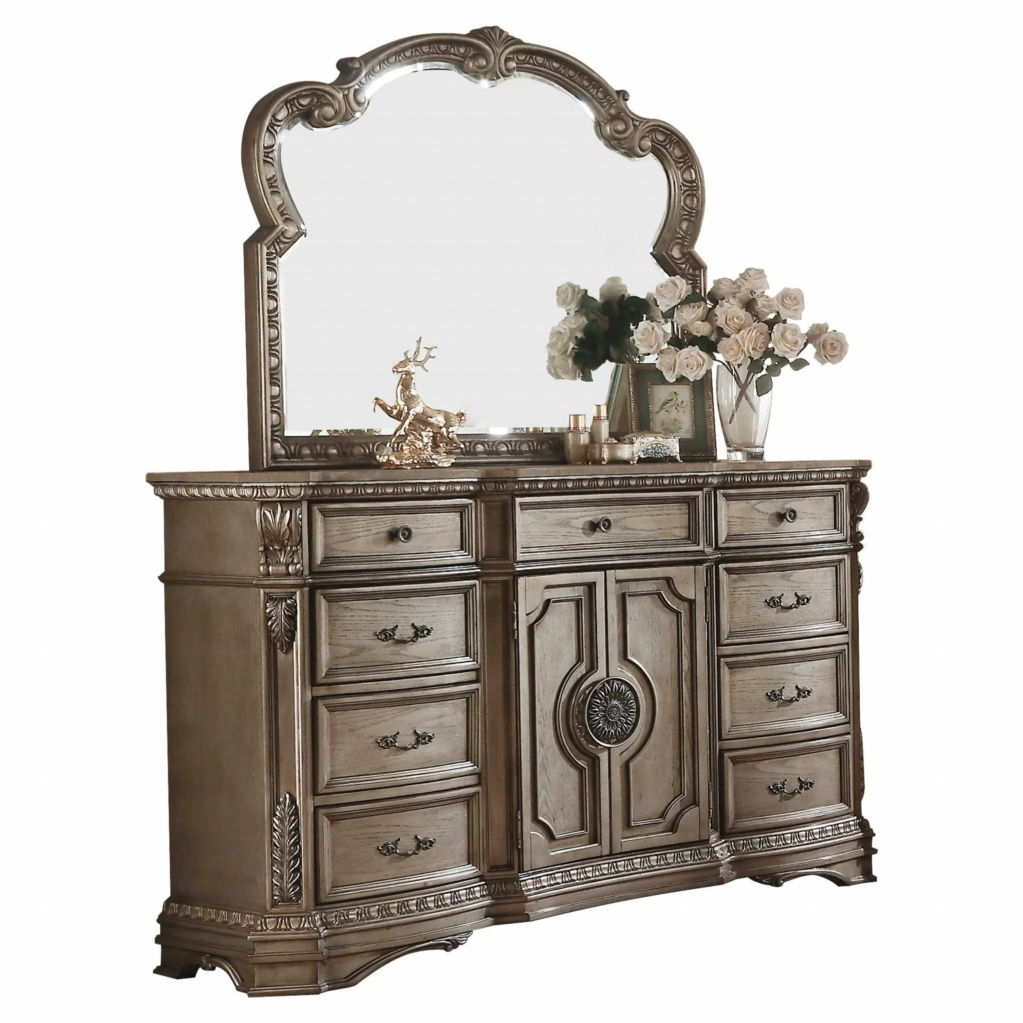 18 Brown Solid Wood Combo Dresser