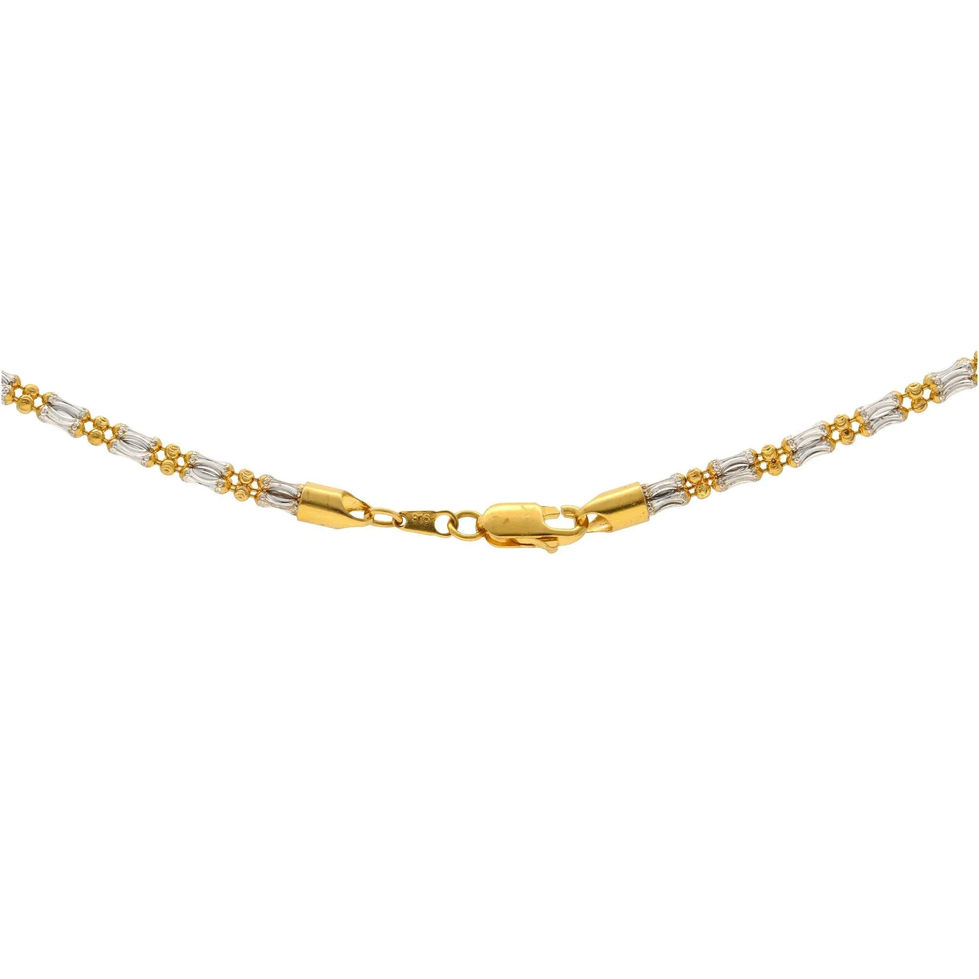 22K Multi Tone Gold Chain, 20 inches