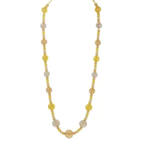 22K Multi Tone Gold Chain W/ Long Strand of Large Textured Bead-Ball Accents