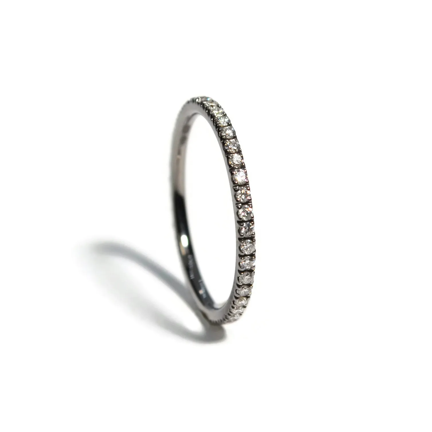 A & Furst - France - Eternity Band Ring with White Diamonds all around, Blackened 18k White Gold