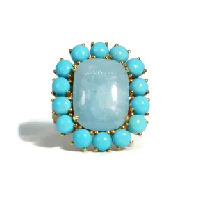 A & Furst - Sole - Ring with Milky Aquamarine and Turquoise, 18k Yellow Gold