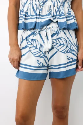 Abstract Leaf Printed Smocked Short