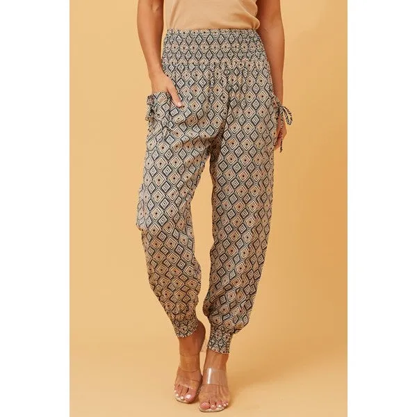 ABSTRACT PRINT BOHO HAREM PANTS