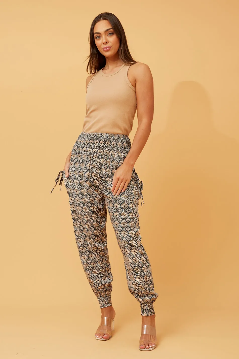 ABSTRACT PRINT BOHO HAREM PANTS