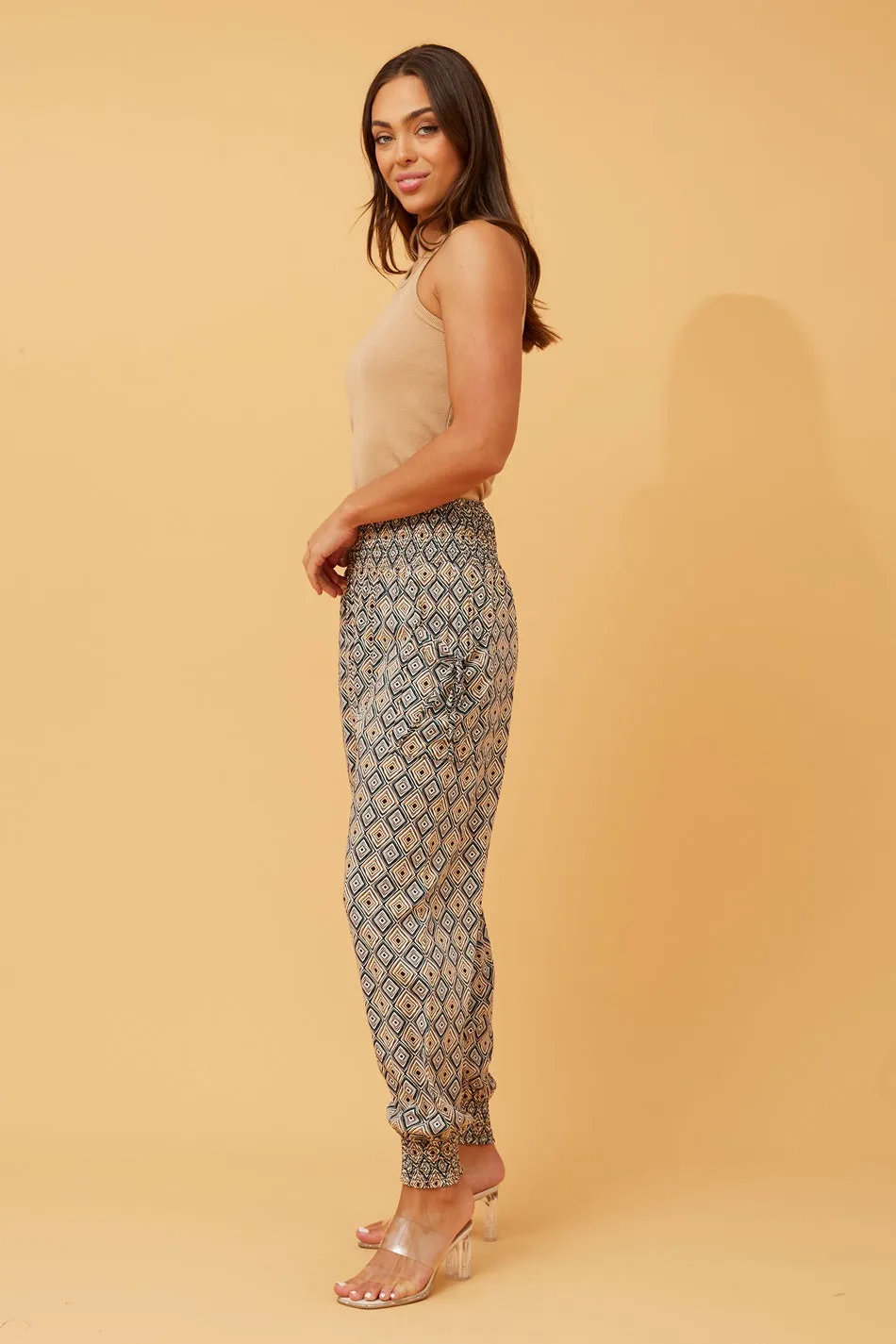 ABSTRACT PRINT BOHO HAREM PANTS