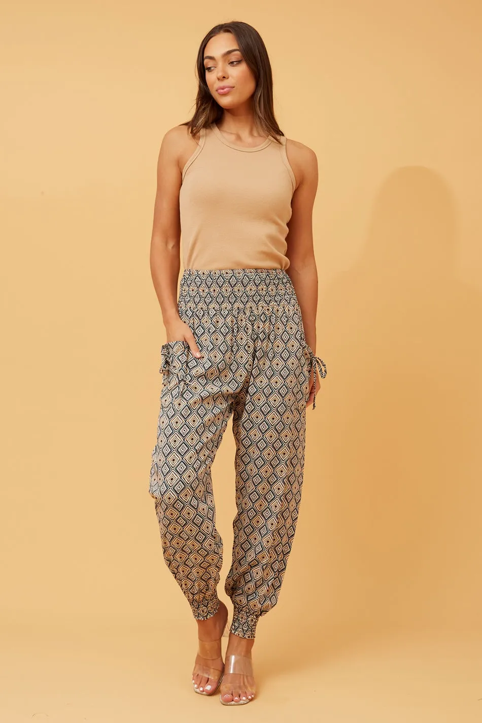 ABSTRACT PRINT BOHO HAREM PANTS