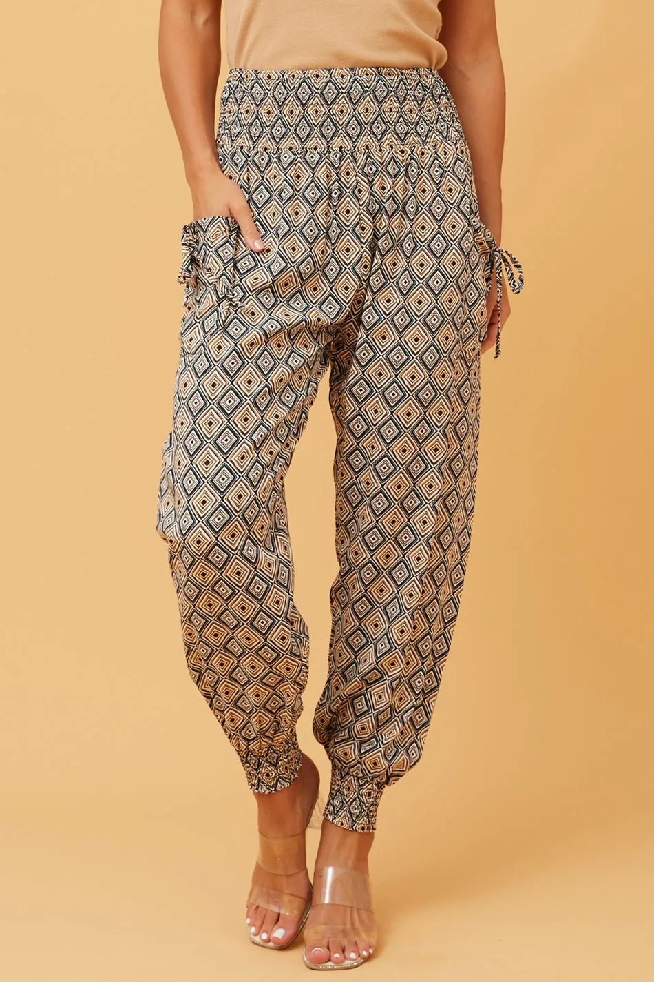 ABSTRACT PRINT BOHO HAREM PANTS