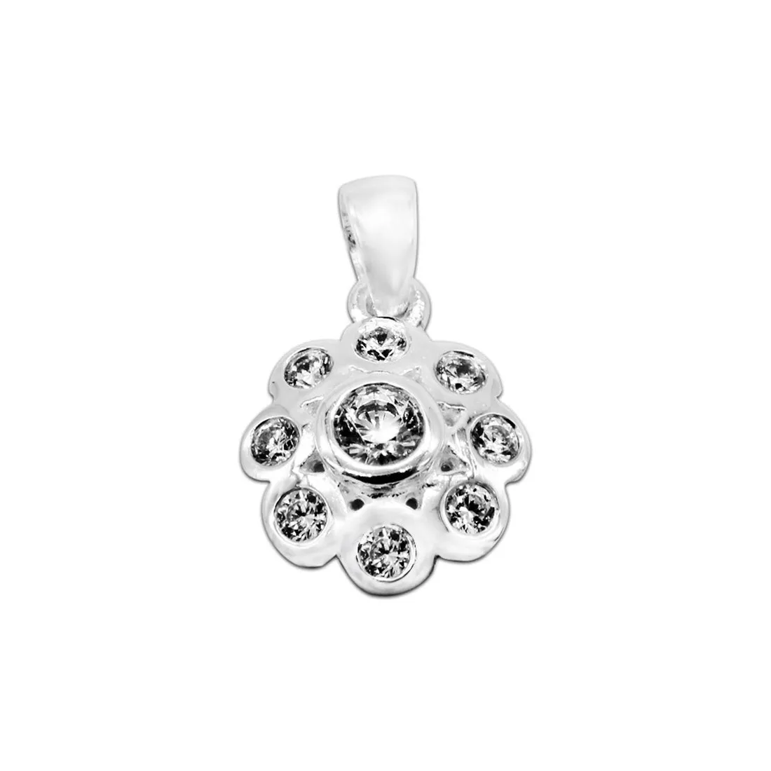 Aicelle Flower Silver Charm with Cubic Zirconia