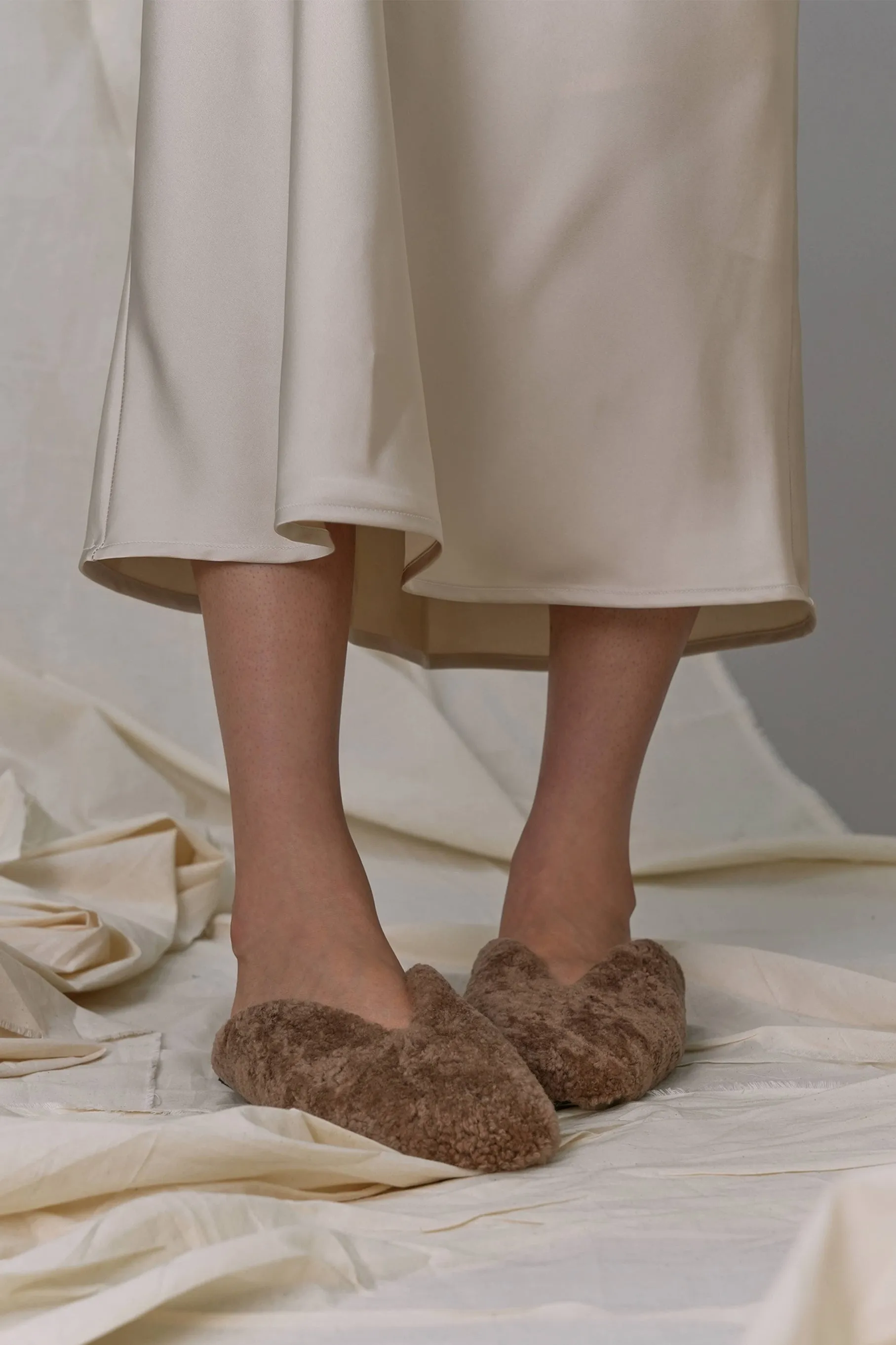 Alez Shearling Mules, Brown