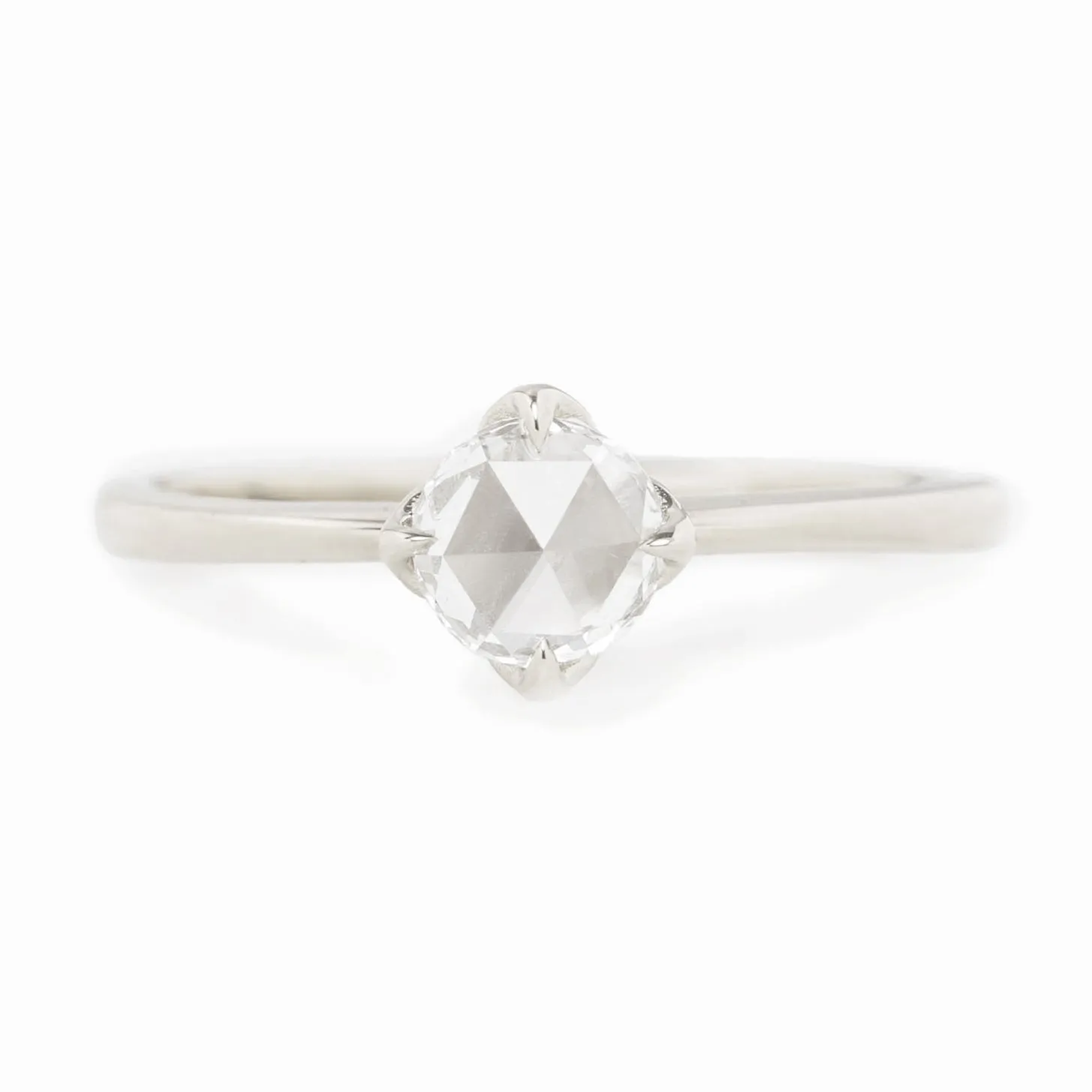 Alice Ring, 0.40ct Round Rose Cut Diamond, 14k White Gold (One of a kind)