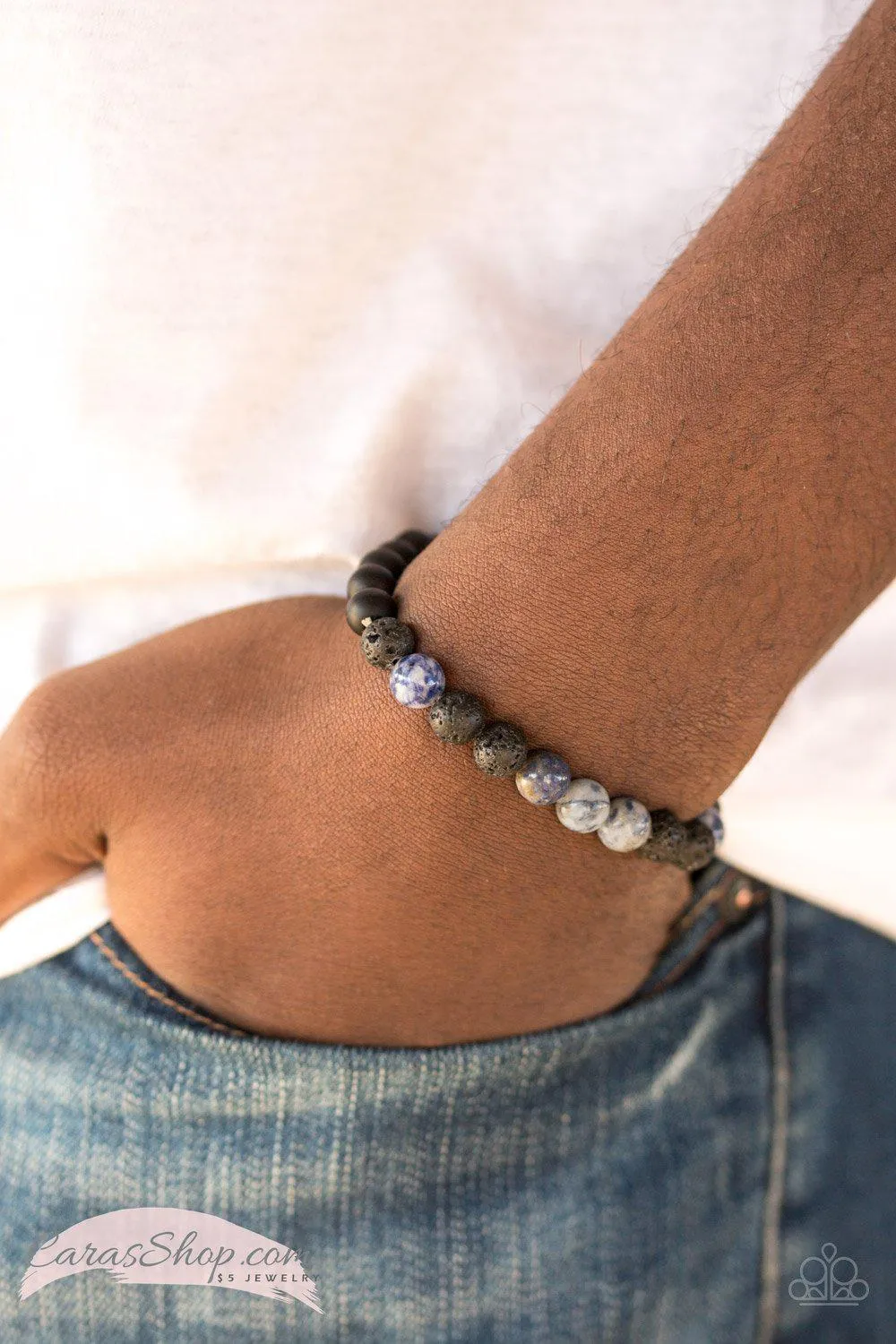 Ambition Blue Lava Rock Stretch Bracelet - Paparazzi Accessories