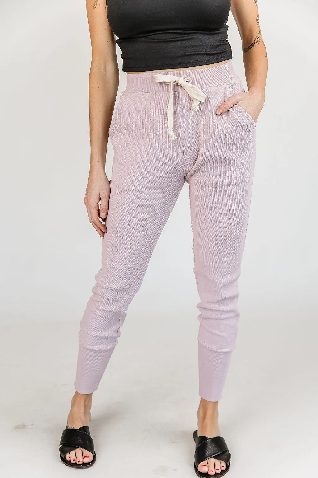 Ampersand Avenue Waffle Knit Jogger - Blush