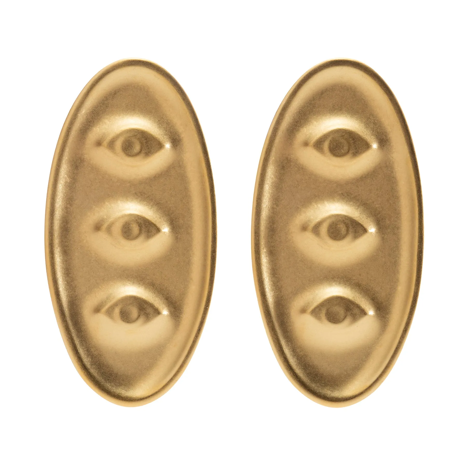 Amulet Earrings, Triple Eyes, Gold