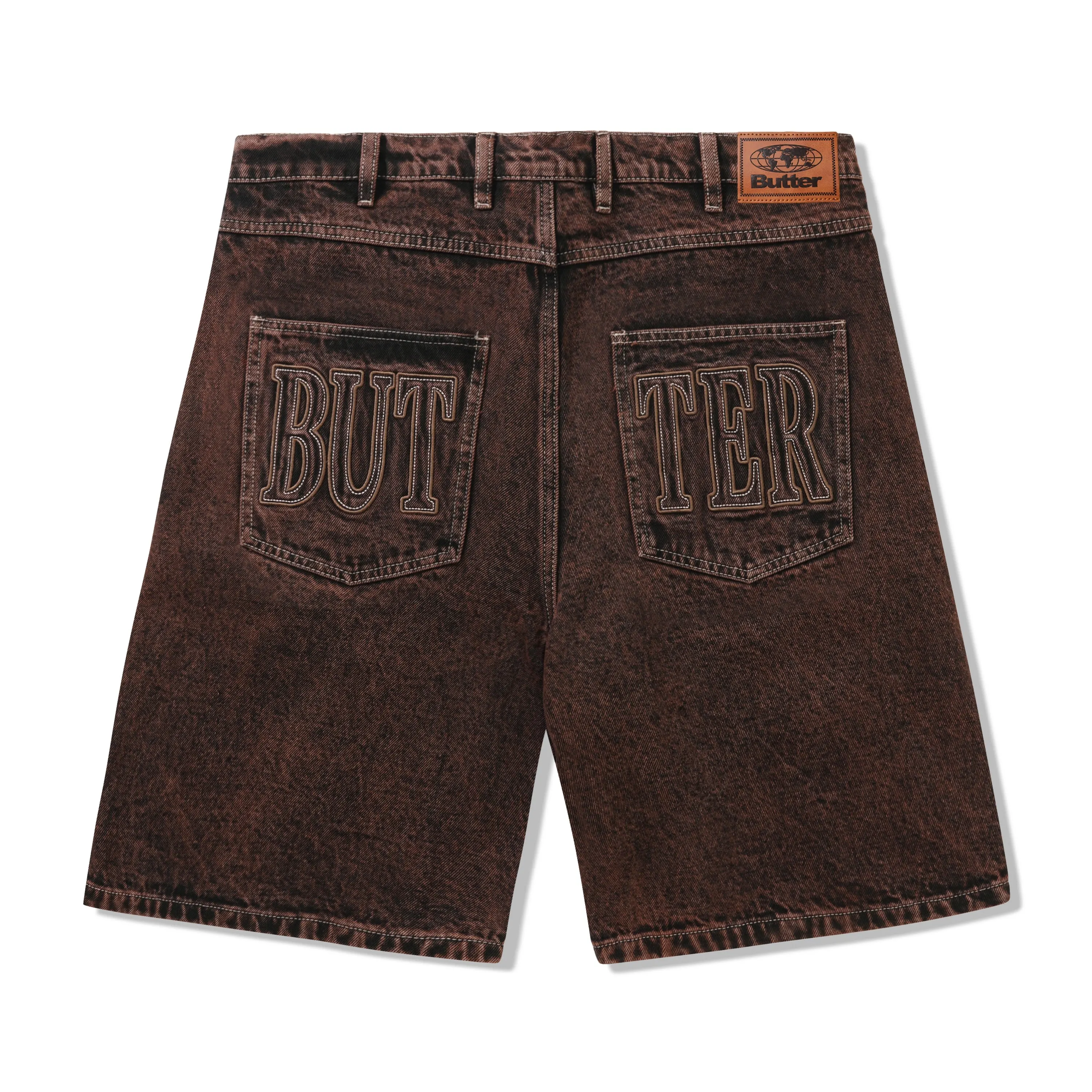 APPLIQUE DENIM SHORTS ACID BROWN