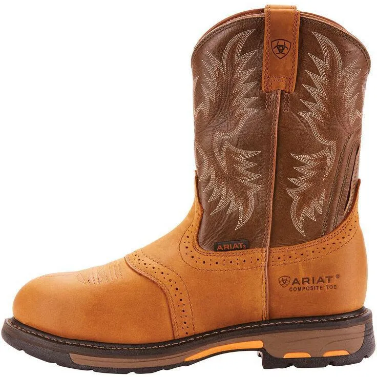 Ariat Men's WorkHog Pull-On Ct 10 Comp Toe Western Work Boot- Bark - 10001191