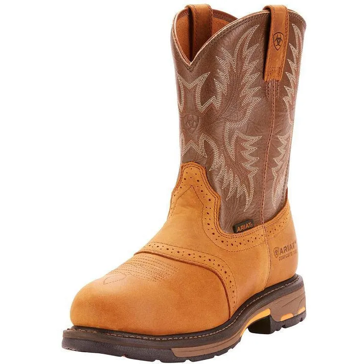 Ariat Men's WorkHog Pull-On Ct 10 Comp Toe Western Work Boot- Bark - 10001191