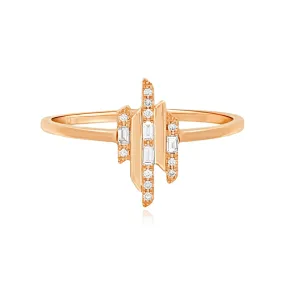 Art Deco Mixed Diamond Cocktail Ring in Solid 14k Gold