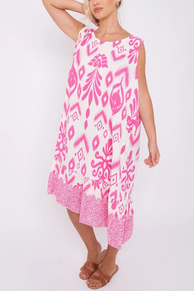 Aztec Baroque Print Back Tie Dress