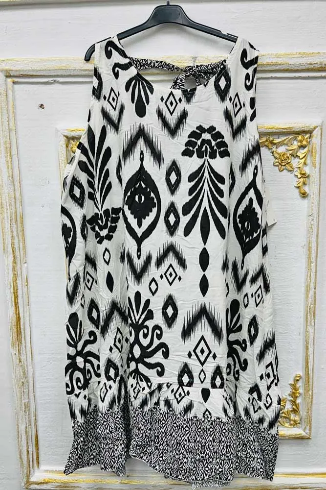 Aztec Baroque Print Back Tie Dress