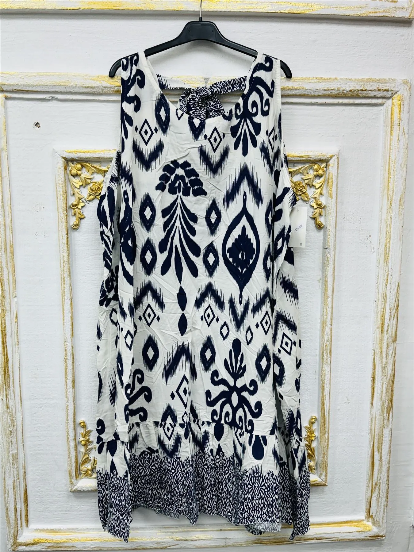 Aztec Baroque Print Back Tie Dress