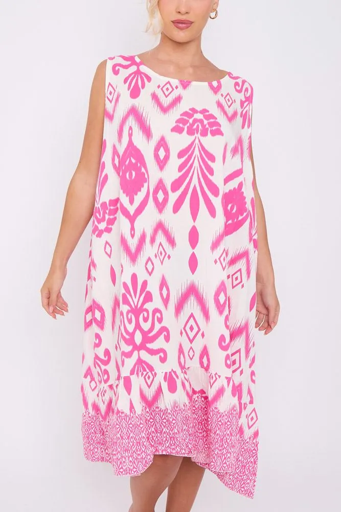 Aztec Baroque Print Back Tie Dress