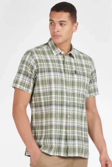 Barbour Linen Mix 2 Short Sleeved Summer Shirt - Olive