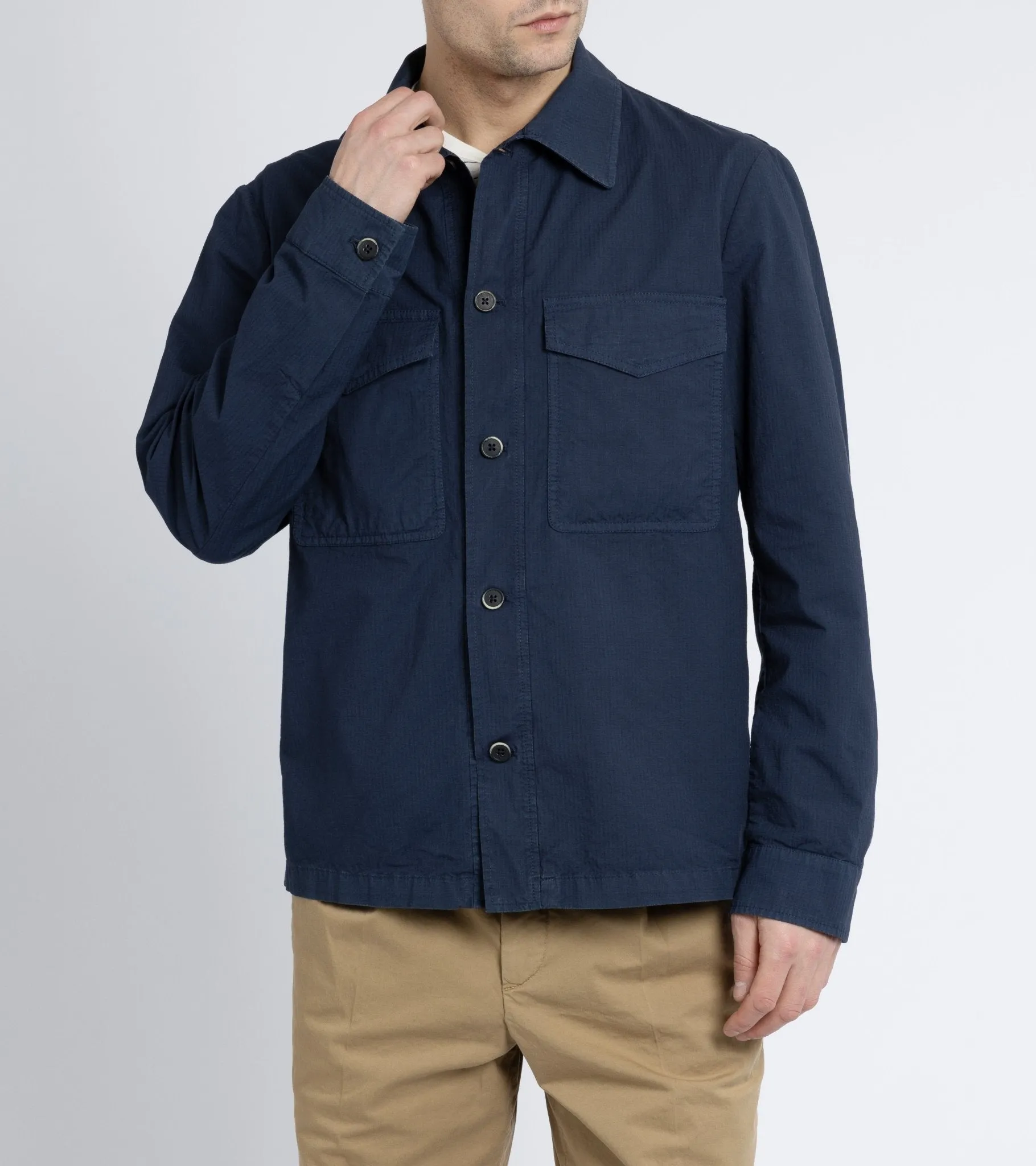 Barena Desco Mariol Ripstop Overshirt: Navy