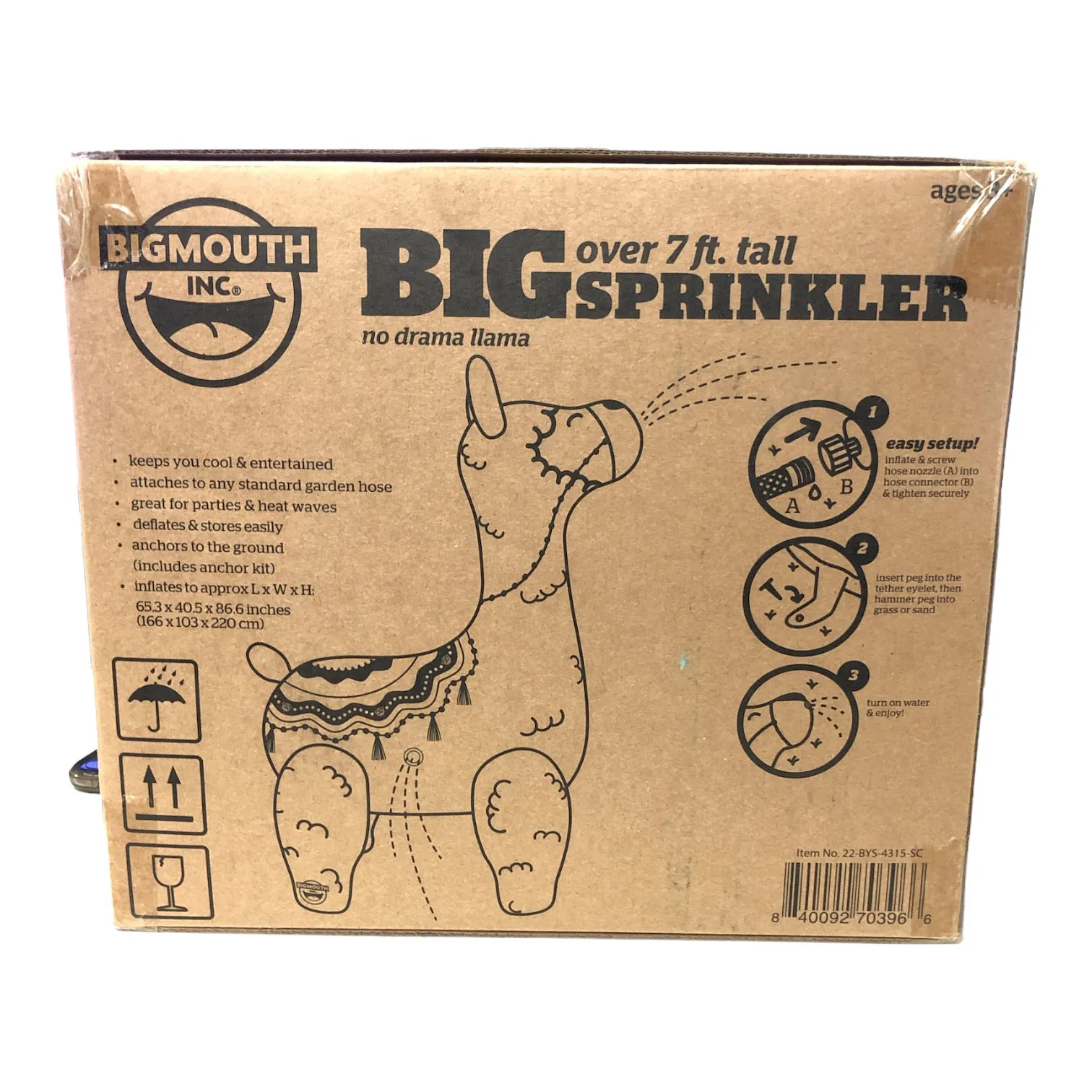 BigMouth Inflatable Giant No Drama Llama Yard Sprinkler, 7 ft. Tall