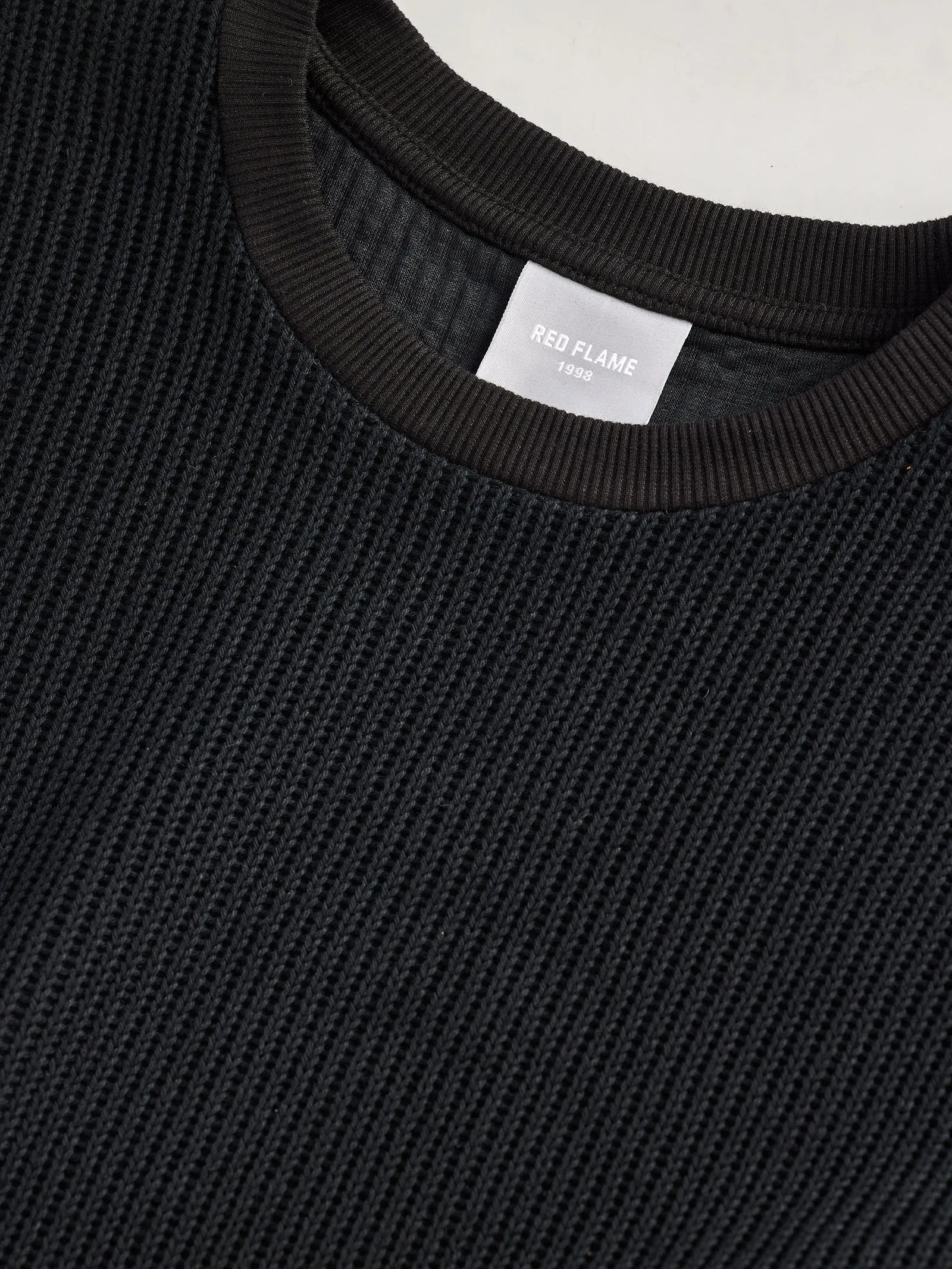 Black Solid Knit Sweatshirt