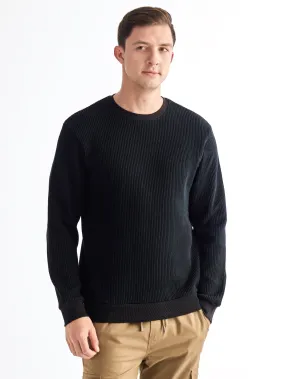 Black Solid Knit Sweatshirt