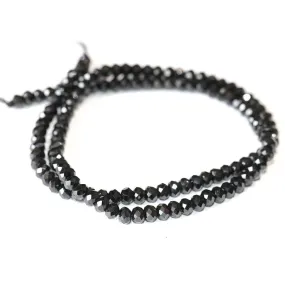 Black Spinel 4mm Faceted Rondelle - 15-16 Inch