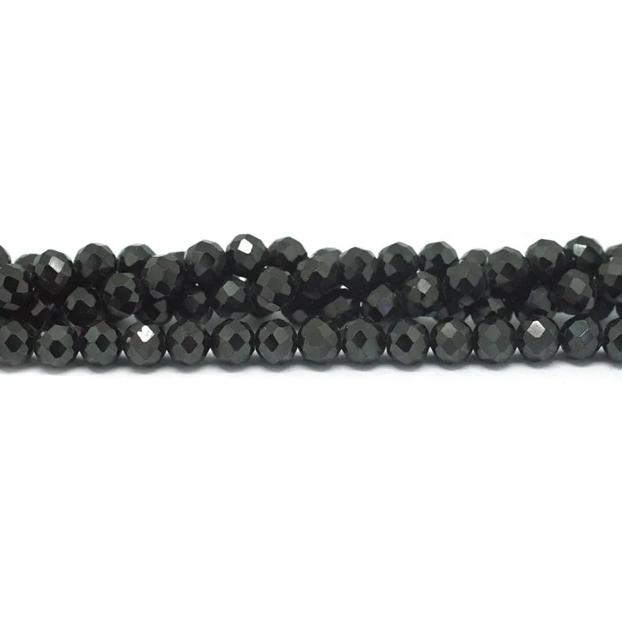 Black Spinel 6mm Faceted Round - 15-16 Inch