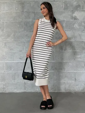 BLACK TAPE Long Stripe Midi Dress