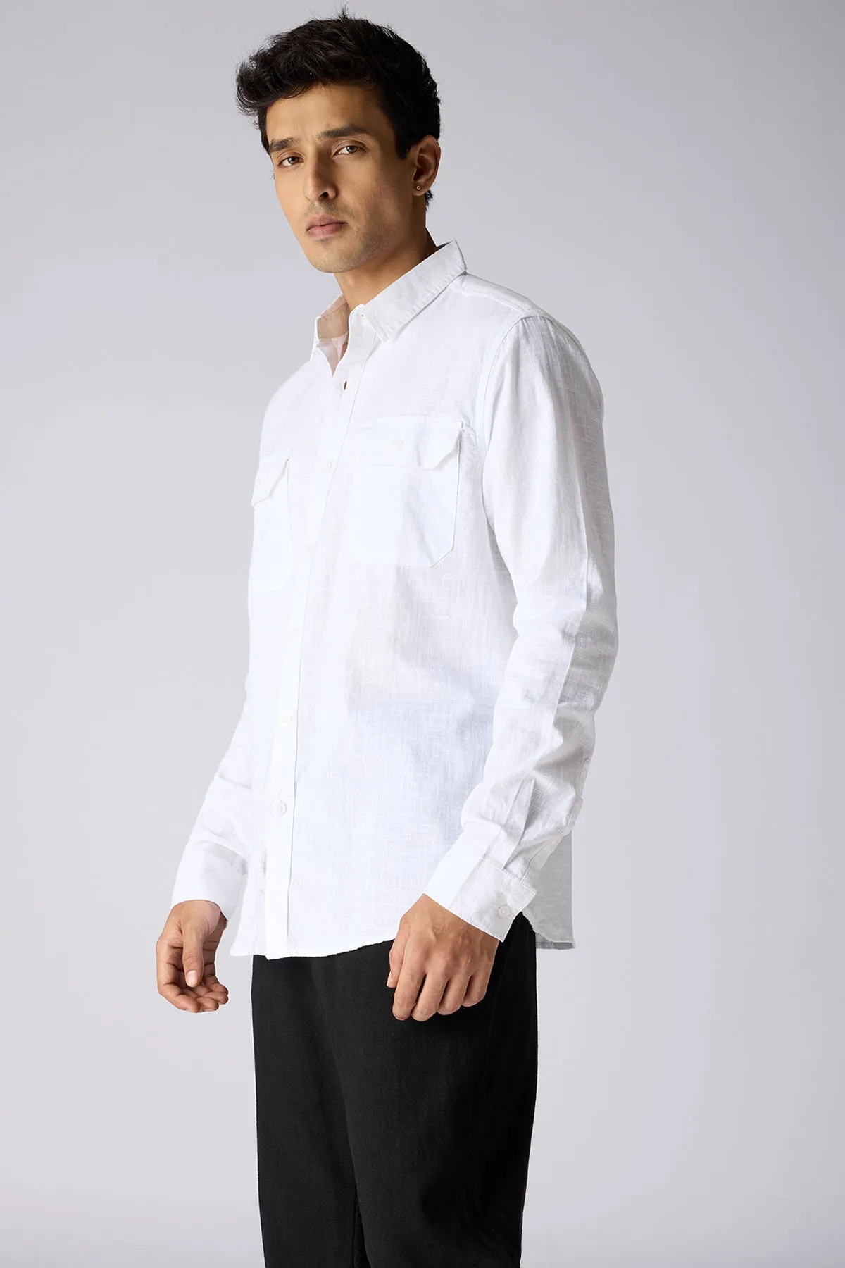 Blaze White Solid Men's Shirt