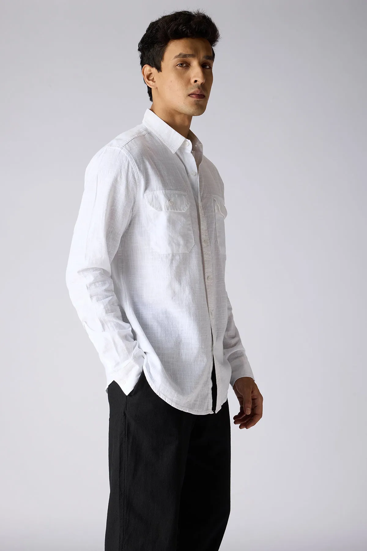 Blaze White Solid Men's Shirt