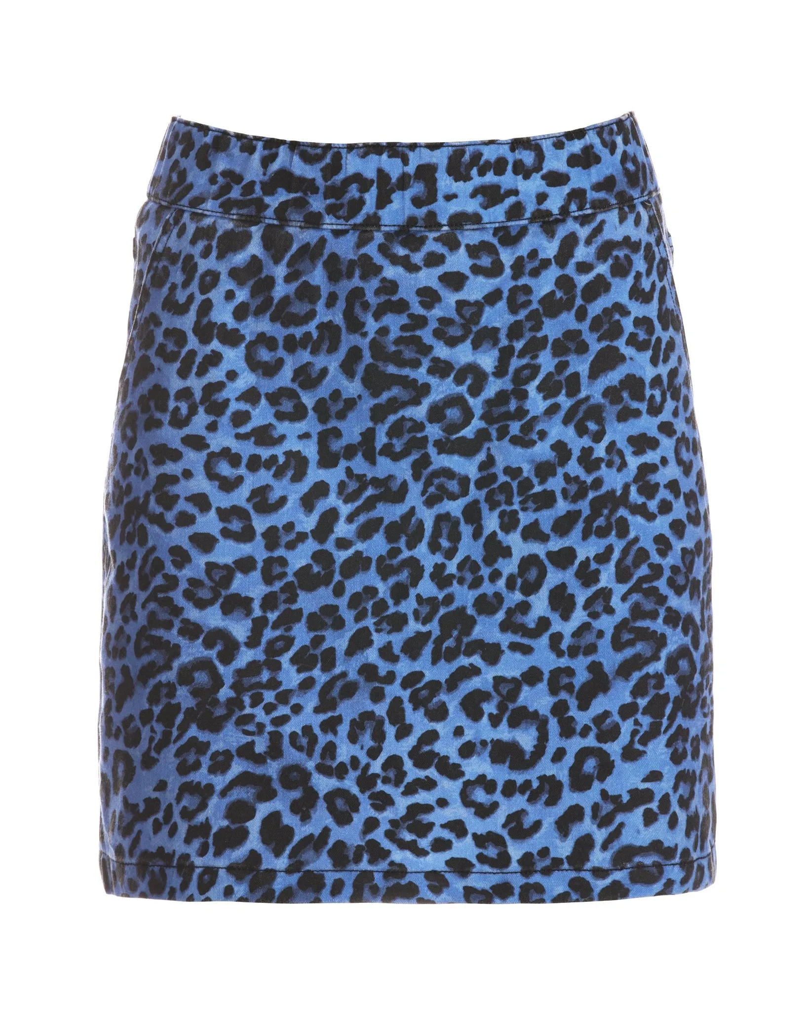 Blue Animal Print Pull On Denim Skort Blue Animal