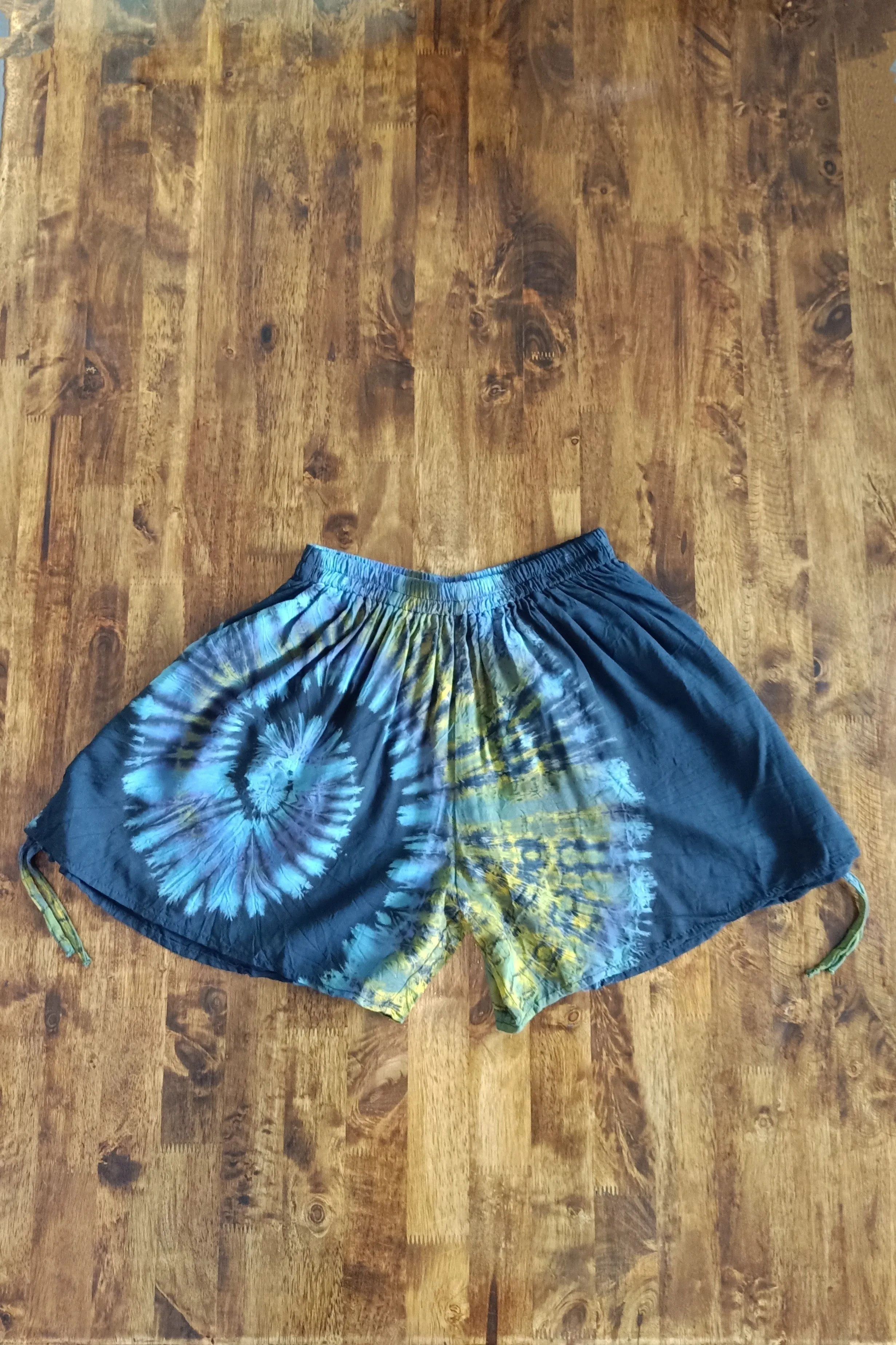 Blue Swirl Tie Dye Baggy Shorts