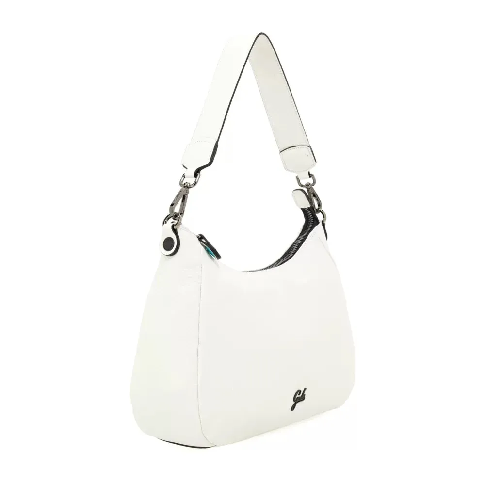 Borsa Donna a Spalla GABS Isabel in Pelle Martellata Bianco Ottico Large