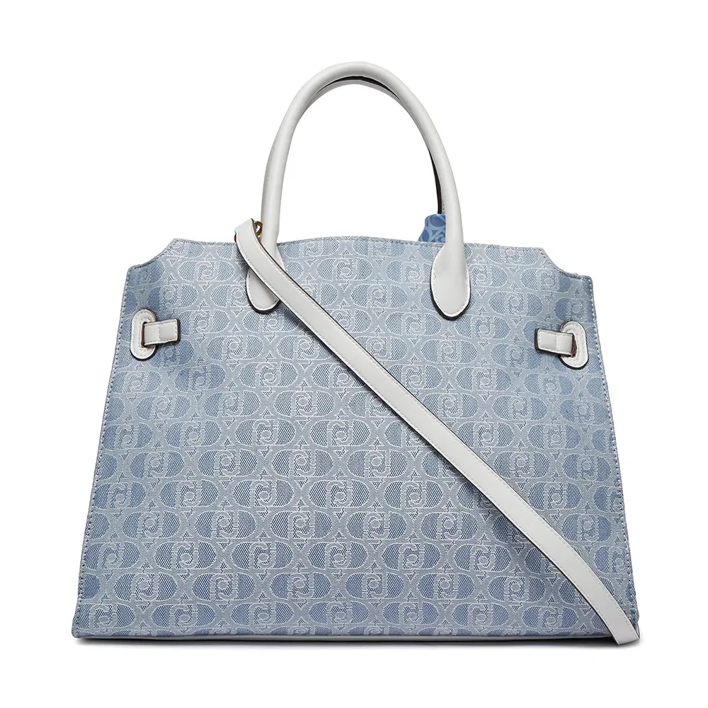 Borsa Donna Shopping a Mano LIU JO in Tessuto Jacquard Blue Denim con Foulard