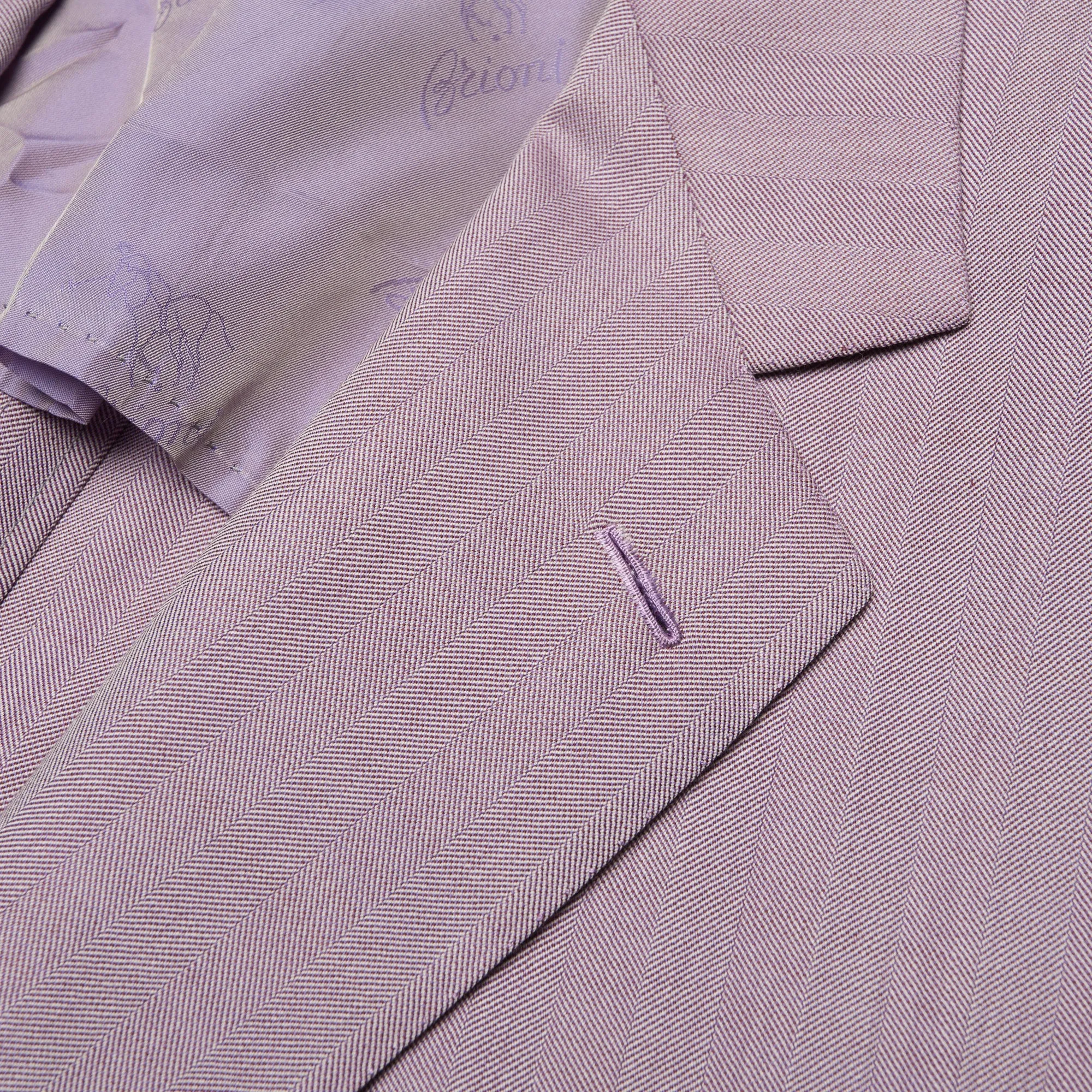 BRIONI "COLONNA" Handmade Light Purple Herringbone Wool Jacket EU 52 NEW US 42