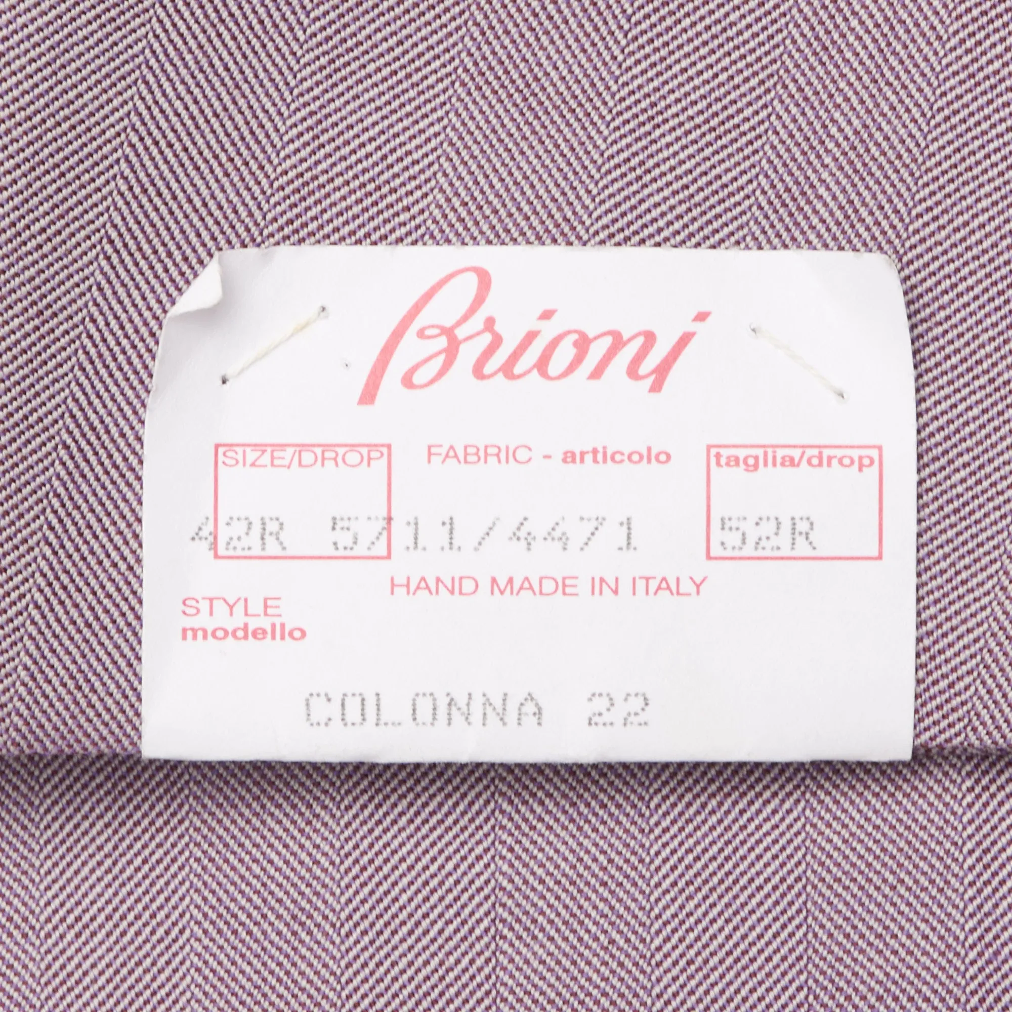 BRIONI "COLONNA" Handmade Light Purple Herringbone Wool Jacket EU 52 NEW US 42