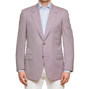 BRIONI "COLONNA" Handmade Light Purple Herringbone Wool Jacket EU 52 NEW US 42