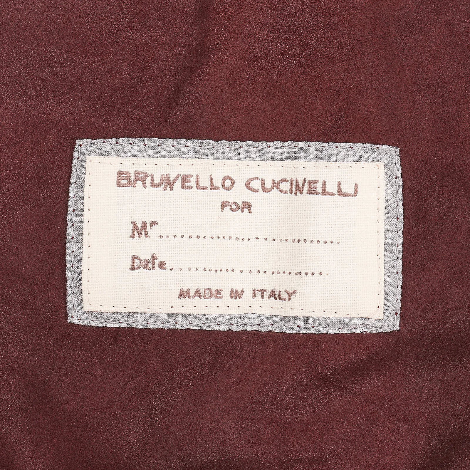 BRUNELLO CUCINELLI Burgundy Suede Leather Unlined Flight Bomber Jacket Size L