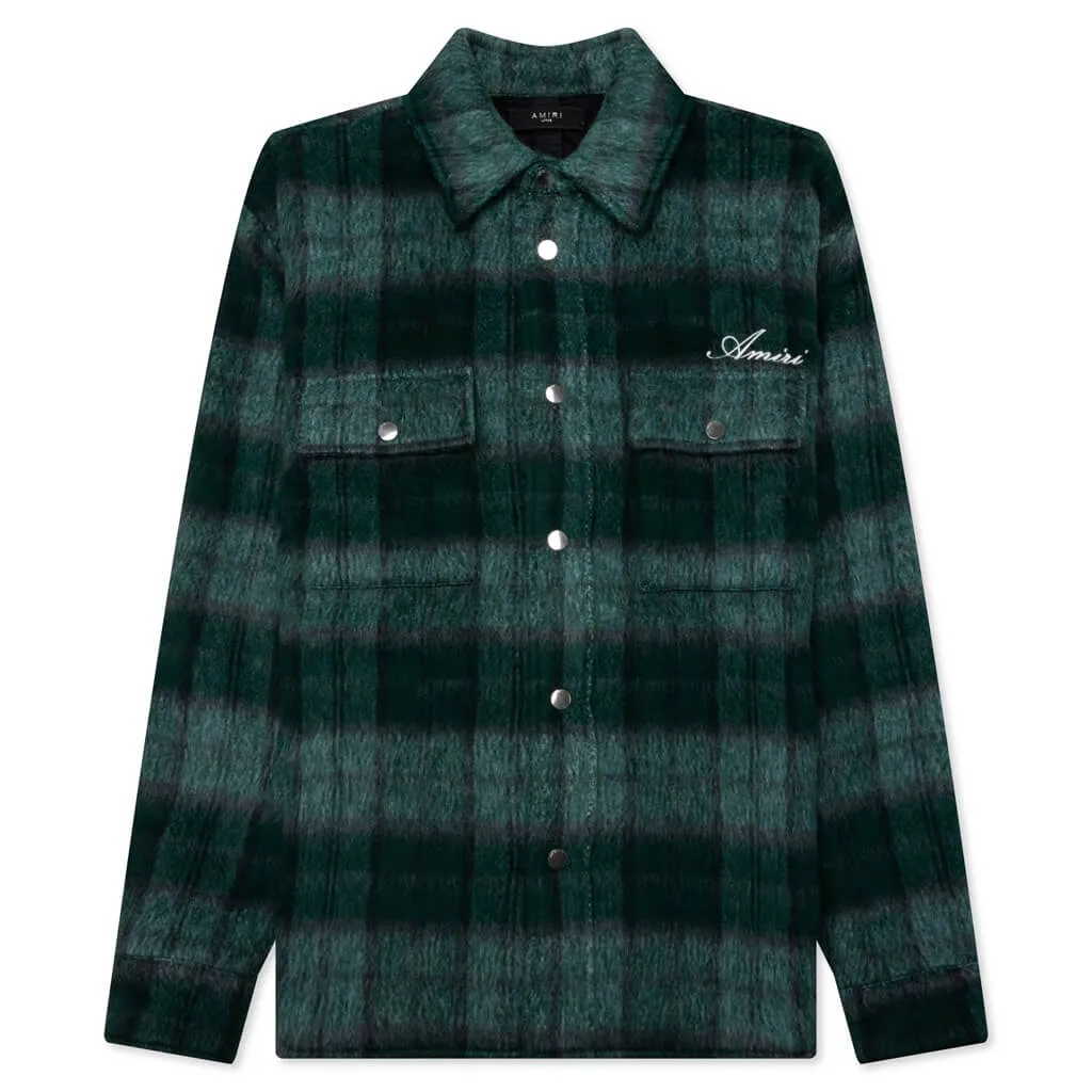 Brushed Plaid Overshirt - Aqua Multi