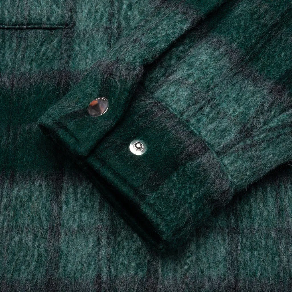 Brushed Plaid Overshirt - Aqua Multi