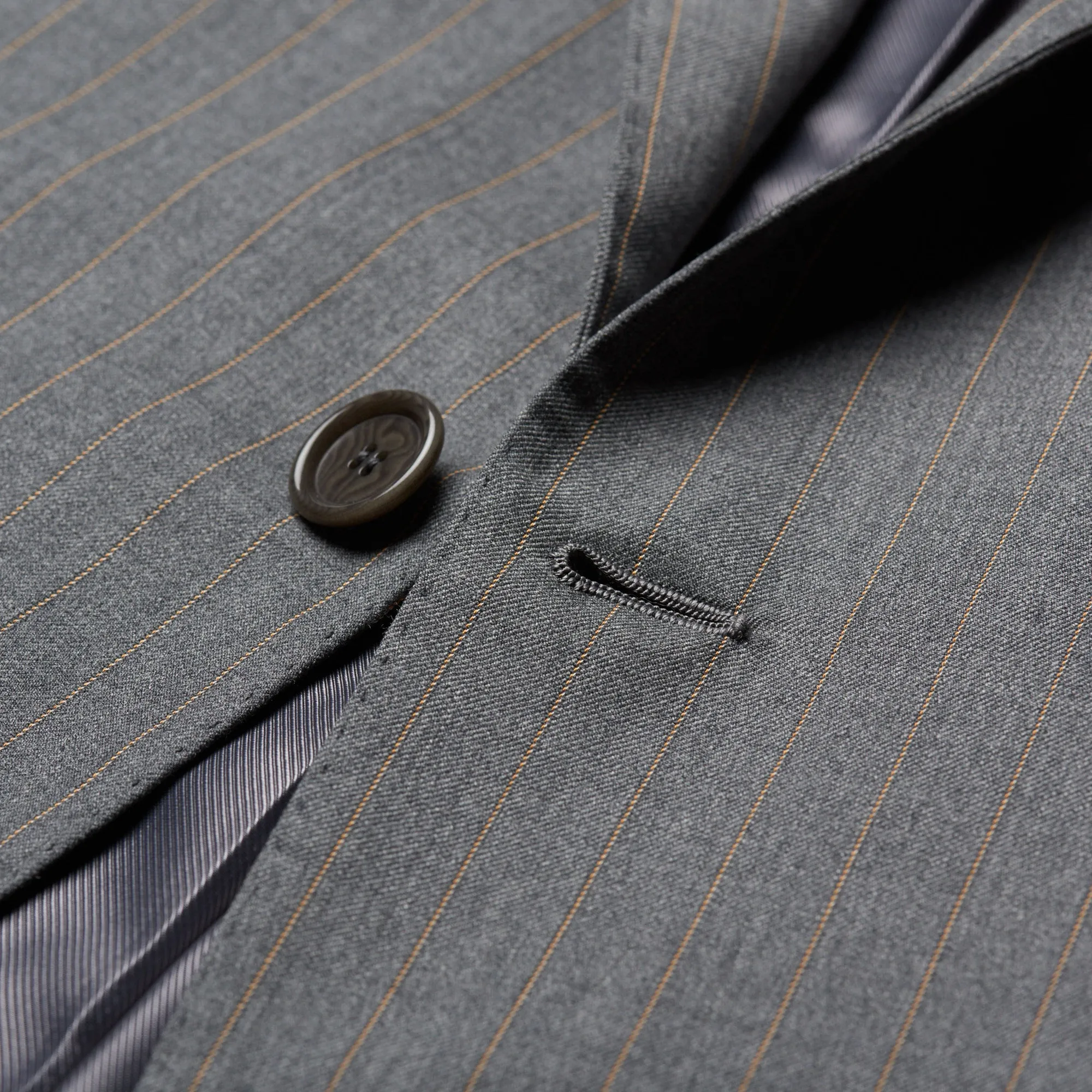 CESARE ATTOLINI Napoli Handmade Gray Striped Wool Super 130's Suit 54 NEW US 44