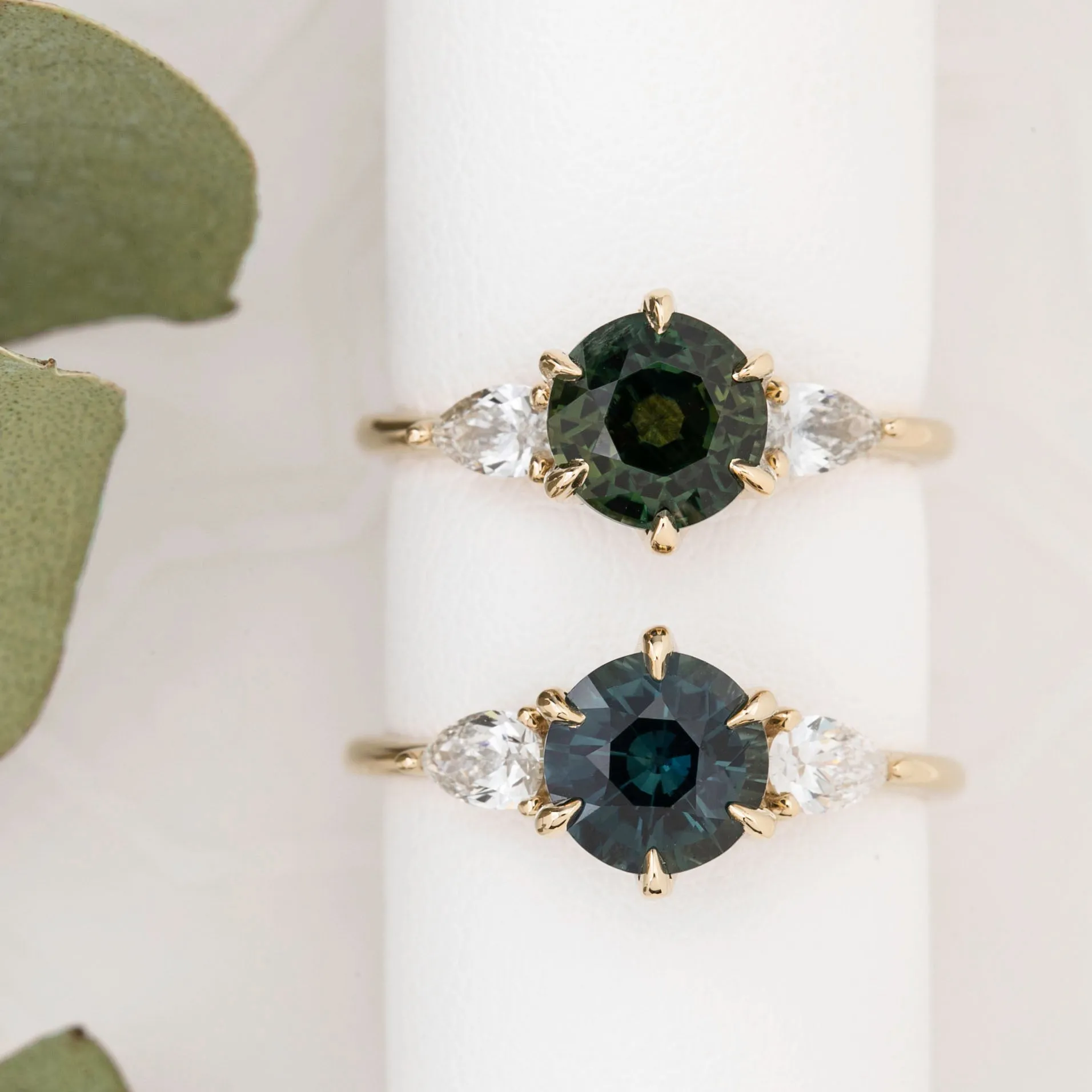 Claire Ring 1.71ct Parti Green Yellow Australian Sapphire, 14k Yellow Gold (One of a kind)