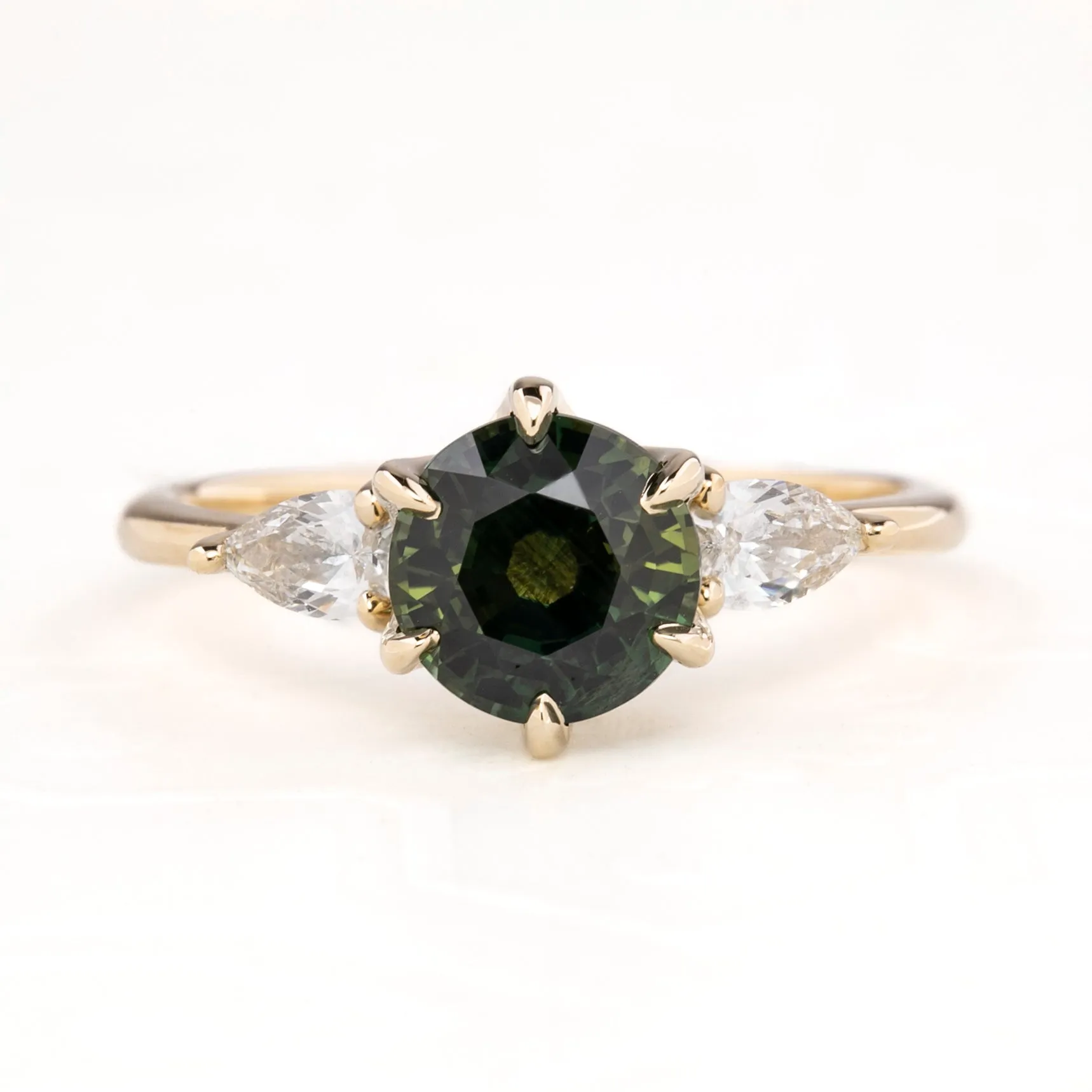 Claire Ring 1.71ct Parti Green Yellow Australian Sapphire, 14k Yellow Gold (One of a kind)